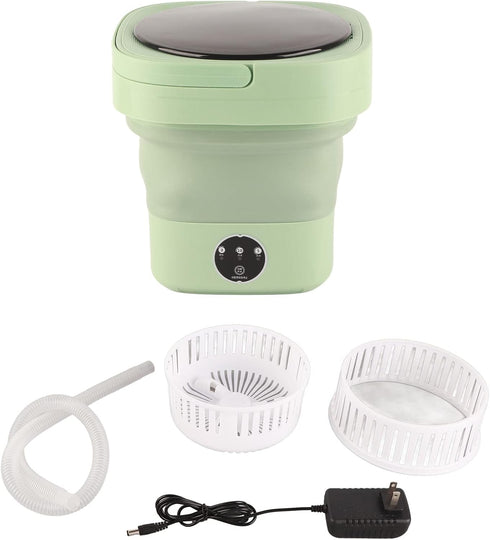Foldable Portable Washing Machine, Mini Washer 6.5L Large Capacity, Soft Spin Drying, Green, for Home, Camping,