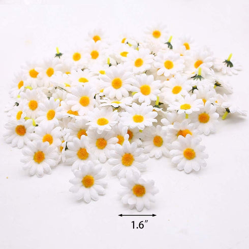 JOHOUSE 200PCS Silk Daisy Flower Heads, Artificial Daisies Table Confetti for Baby Showers