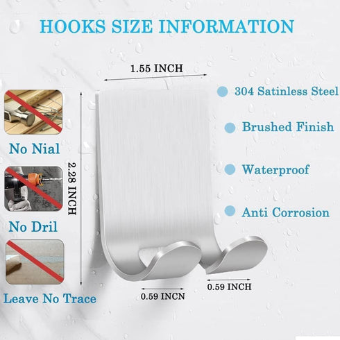 Razor Holder Shaver Hook Hanger Stand (2 Pack), Self Adhesive Stainless Steel Heavy Duty Utility Storage Hook for