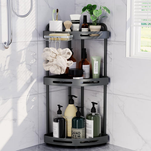Corner Shower Caddy Standing, 3 Tier Shower Organizer Stand with Soap Holder,