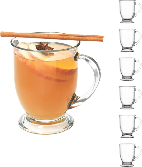 Anchor Hocking Caf Glass Coffee Mugs, 16 oz, Set of 6
