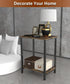 Tigerden 2 Tier Side Table, Heavy Duty End Table with Shelves, Narrow nightstand Table for Small Spaces, Record Player