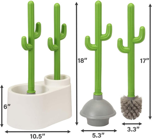 Cactus Toilet Plunger and Brush Set for Bathroom Cleaning, 1 Set