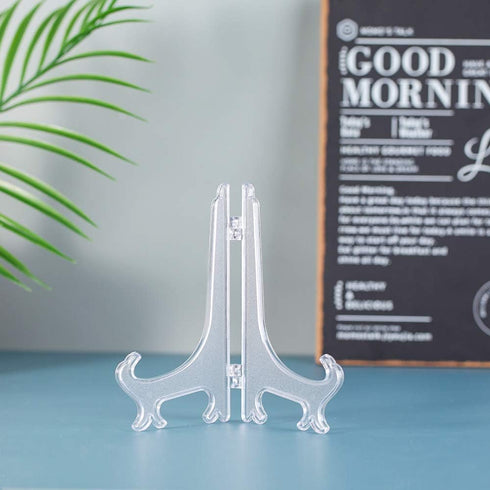 Artliving 12 Pack 6 Inch Clear Plastic Easels for Displaying Pictures, Items at Weddings, Home Decoration