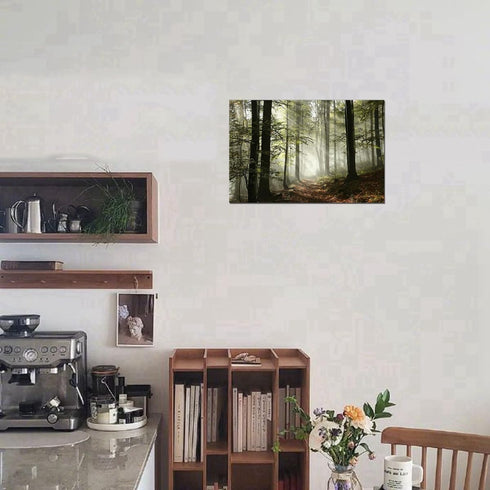 Forest Canvas Wall Art 12x16inch, Foggy Morning Spring Rustic Landscape for Bedroom and Living Room