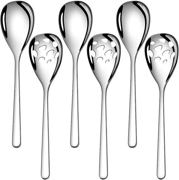 6-Piece Serving Spoons Set, Stainless Steel Serving Tablespoons, 9.4 Inches Large Serving Spoon for Buffet Parties