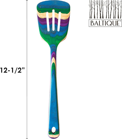 Totally Bamboo Baltique Mumbai Collection, 12-1/2" Wooden Slotted Spatula, Safe for Nonstick Cookware