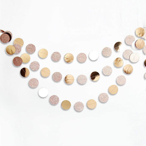 Decor365 Glitter Gold Birthday Decorations - Champagne Gold Party Garland, Circle Streamers, Backdrop for Christmas,