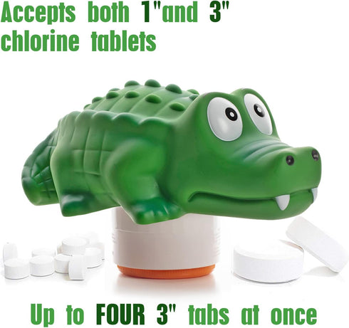 XY-WQ Chlorine Floater - Floating Pool Chlorine Dispenser (Alligator) for 1 and 3 Inch Tablets