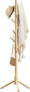 Haddockway Wooden Coat Rack Stand with 8 Hooks, New Zealand Pine Adjustable Coat Tree for Entryway, Hallway