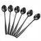 Black Stainless Steel Long Handle Iced Tea Spoon, Set of 8 Stirring Spoons