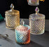 1PCS 300ml/10oz Empty Cylindrical Diamond Crystal Glass Candy Dish, Storage Container with Caps