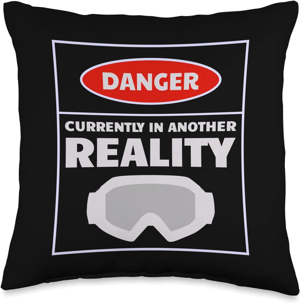 Danger Currently In Another Reality, 2024 Fun VR Gamer Gift Throw Pillow