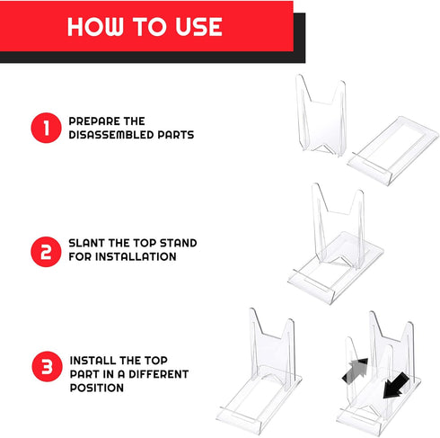 EVORETRO Display Stand - 6-Pack Adjustable Acrylic Stand for TCG, Sports Cards, Comic Books, Picture Stand