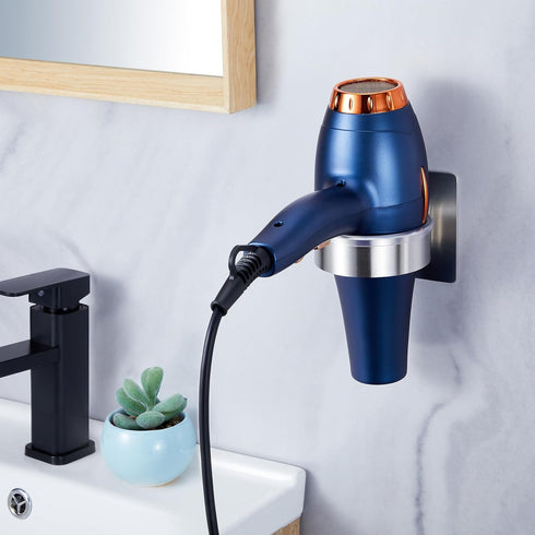 Hair Dryer Holder Wall Mounted, Blow Dryer Holder, Stainless Steel Hair Tool Organizer, Adhesive Hairdryer Holder for Bathroom Barber Shops, Hair Dryer Storage, No Drilling by Oukimly