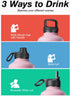 Water Bottle Insulated 64 oz with Straw & 3 Lids, Coolflask Half Gallon Metal Jug, Non-BPA