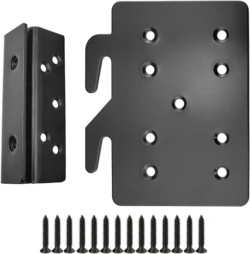 Bed Frame Post Double Hook Slot Hardware Bracket, Cold Rolled Steel Bed Rail Hooks 5''×4¼'', Heavy Duty with Screws