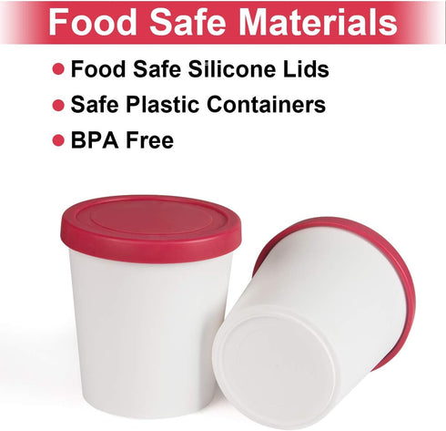 Set 2 (1 DUNCHATY Ice Cream Containers for Homemade Ice Cream, BPA-Free Reusable Freezer Storage Tubs with Airtight