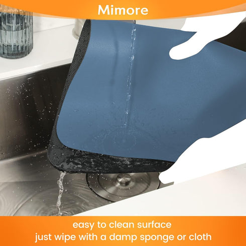 Mimore 16x24 Inch Blue Coffee Mat for Countertop, Absorbent Rubber Backed Coffee Bar Accessories