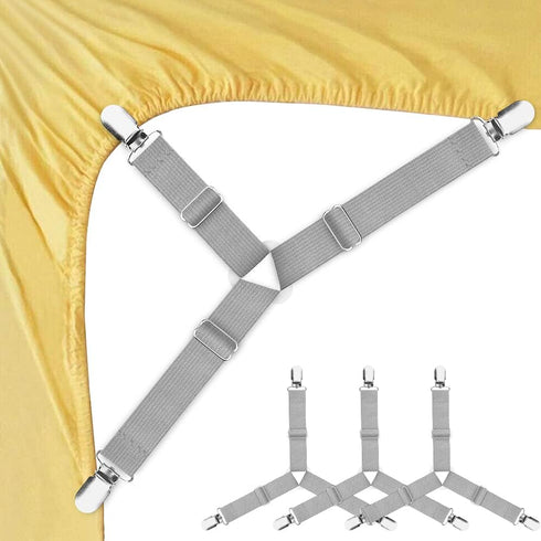 Foloda Bed Sheet Holders, 4 pcs Adjustable Fitted Sheet Straps, Clips Fasteners to Keep Sheets in Place