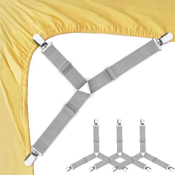 Foloda Bed Sheet Holders, 4 pcs Adjustable Fitted Sheet Straps, Clips Fasteners to Keep Sheets in Place