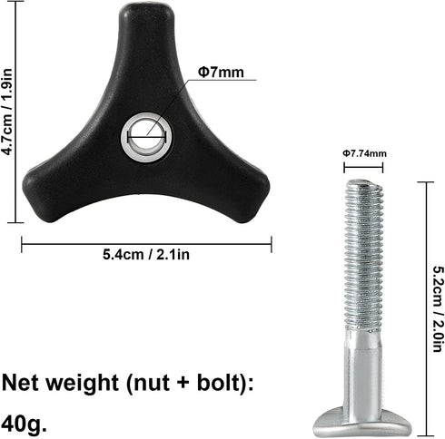 ZLKSKER 2 Sets Lawn Mower Handle Knobs Nut Bolt, Triangular Handle Fastening Screw Set Replacement for Honda Lawn Mower & Other Lawn Mower