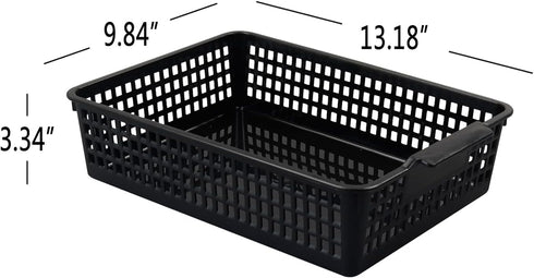 A4 Plastic Storage Basket Tray, Classroom Paper Baskets, Set of 6 Packs