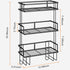 Over The Toilet Storage Shelf, 3-Tier Bathroom Organizer, Upgrade Punch-Free Storage Rack with Hooks, Black