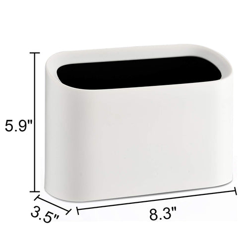 SUBEKYU 0.4 Gal Mini Countertop Trash Can - Small Desktop Garbage Can for Office, Tiny Wastebasket, Plastic, White