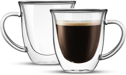 JoyJolt Serene Double Walled Insulated Glasses Coffee Mug Set of 2, 7.4 Ounces