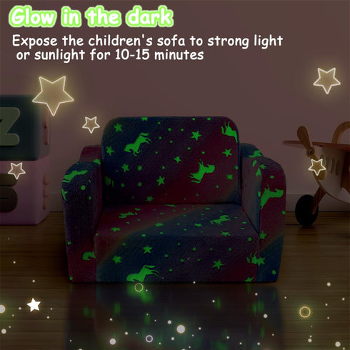 2 -in-1 Toddler Chair and Couch, Toddler Couch Fold Out, Convertible Chairs for Toddlers Comfy Sofa to Lounger