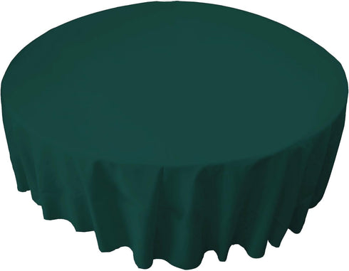 LA Linen Polyester Poplin Washable Round Tablecloth, Stain and Wrinkle Resistant, 72", Teal Dark