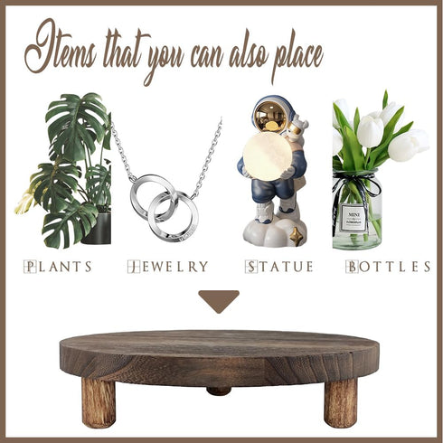 MADOCEGO 2 9.8 Inches) Pcs Wood Plant Stand Wooden Plant Stool Round Riser Display Stand Flower Pot Holder Low Plant