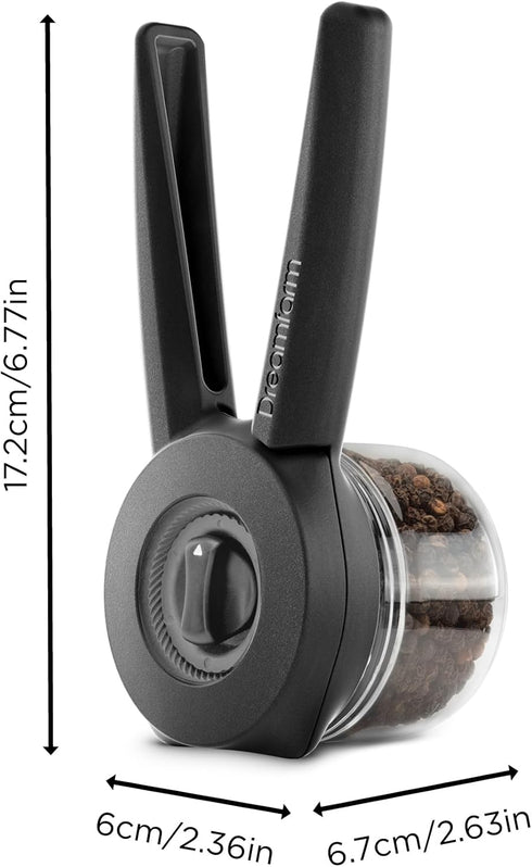 1-or-2-Handed 6 Settings 2oz Dreamfarm Ortwo Lite Original Ergonomic, Re-Fillable Salt, Pepper, Spice, Seed, Coffee