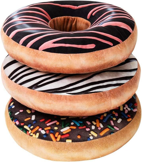 HYSEAS Round Throw Pillow, 14 Inch Chocolate Pink Donut, 3D Digital Print Decorative Soft Plush Pillow