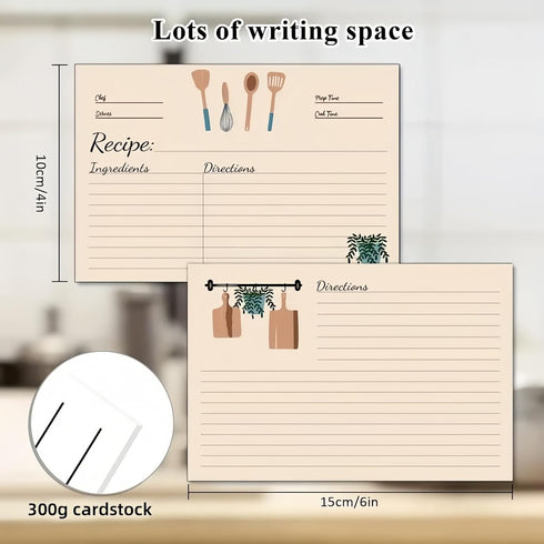 YOJO Handcrafted Recipe Box: Wooden Recipe Box with 50 Double Sided 4x6 Recipe Cards and 6 Dividers