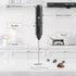 Powerful Handheld Milk Frother, Mini Whisk Drink Mixer for Coffee, Cappuccino, Latte, with Stand (Black)