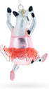 Elegant Cow Dancing Ballet Blown Glass Christmas Ornament