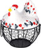 Chicken Design Ceramic Egg Storage Basket, Iron Basket Holds 20-25 Eggs, Organizer Case, Container Egg Basket Holder