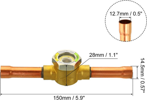 PATIKIL Sight Glass, 1/2 x 1/2 Sweat Universal Liquid Moisture Indicator Soldering for Air Conditioning HVAC Refrigeration
