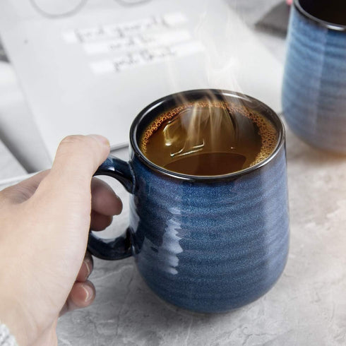Set 4, 15 Set HASENSE Coffee Mugs of Ounce Porcelain Mug with Handle for Morning Coffee Tea and Cocoa, Ceramic Coffee