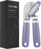 Manual Can Opener with Magnet, Handheld Can Opener with Sharp Blade and Effort-Saving Knob, Purple Color