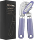 Manual Can Opener with Magnet, Handheld Can Opener with Sharp Blade and Effort-Saving Knob, Purple Color