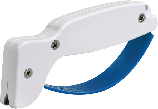 AccuSharp Knife & Tool Sharpener, Hand-Held Tungsten Carbide Tool, Restores & Sharpens Knives, White & Blue