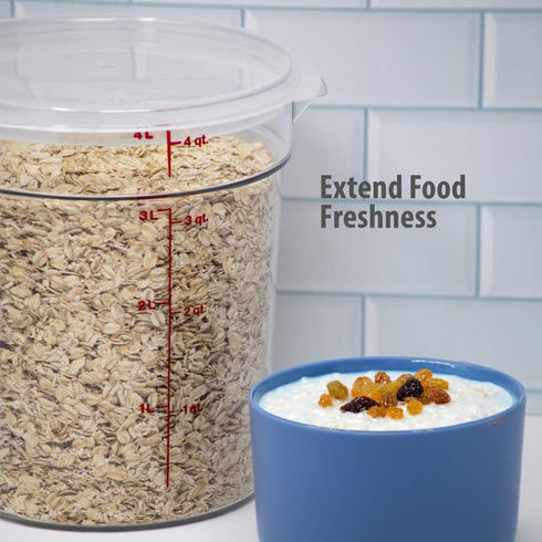 Cambro 4 QT Round Food Storage Container with Lid (2 Pack) - Clear