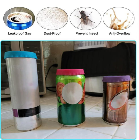 6 Pack 6 Silicone Soda Can Lids, Color BPA-Free Reusable Silicone Can Covers, Can Stopper or Protector For Soda, Beer