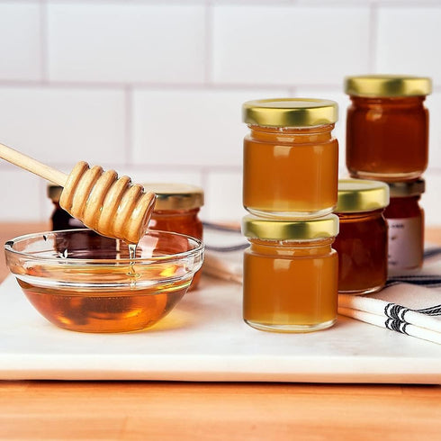60 Pack 1.5 oz Folinstall Small Glass Jars with Lids, Mini Honey Jars, Candle Jar for Candle Making for Gifts, Crafts