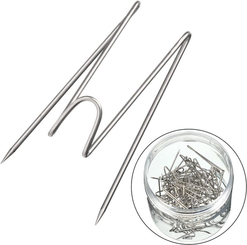 Geyoga Fabric Panel Wall Wire Hooks with Clear Storage Box, 50 Pcs, Silver, for Interior Exterior Decor, Picture Home