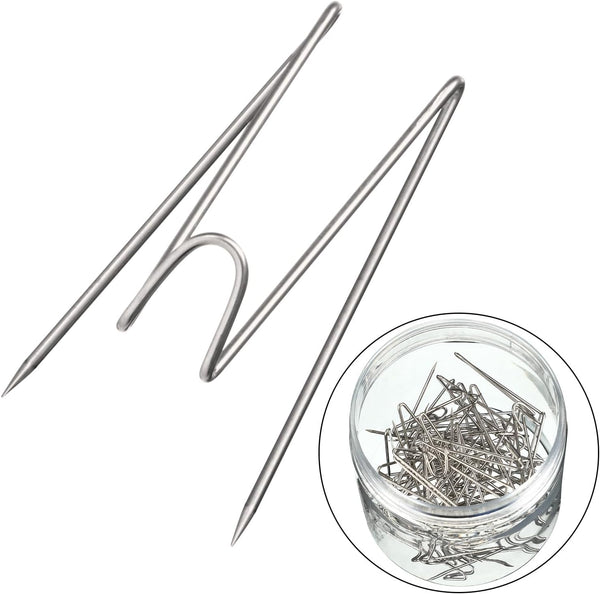 Geyoga Fabric Panel Wall Wire Hooks with Clear Storage Box, 50 Pcs, Silver, for Interior Exterior Decor, Picture Home