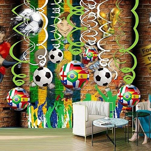 30CT Soccer Hanging Swirl Decorations for Soccer Party Supplies Theme Birthday Party
